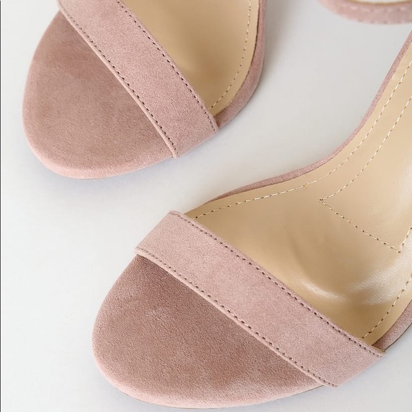 LULUS TAYLOR BLUSH SUEDE ANKLE STRAP HEELS (8) - Picture 3 of 5